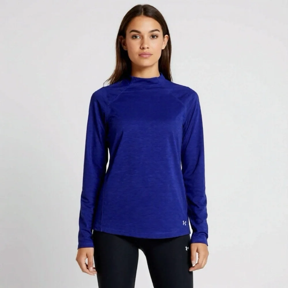 Under Armour Womans Medium Fitted Long Sleeve Coldgear Shirt Top Athletic Purple - Picture 1 of 10